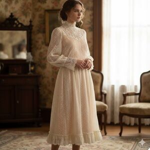 Vtg Dance Allure Alfred Angelo Dress Lace Fairycore Victorian Style